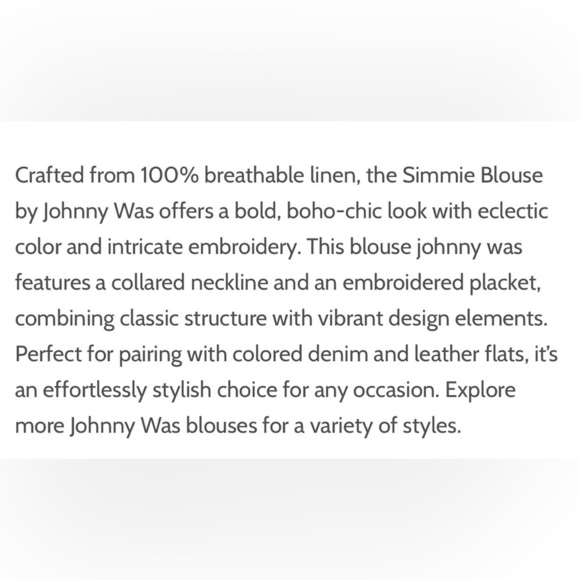 Johnny Was 100% linen embroidered blouse NEW - Picture 9 of 15